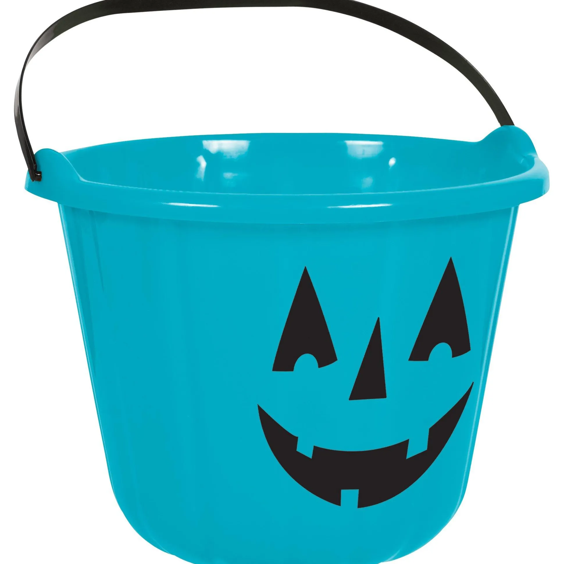 Party City Teal Jack-O'-Lantern Plastic Treat Bucket, 8.8In X 6.8In| Favors & Favor Bags