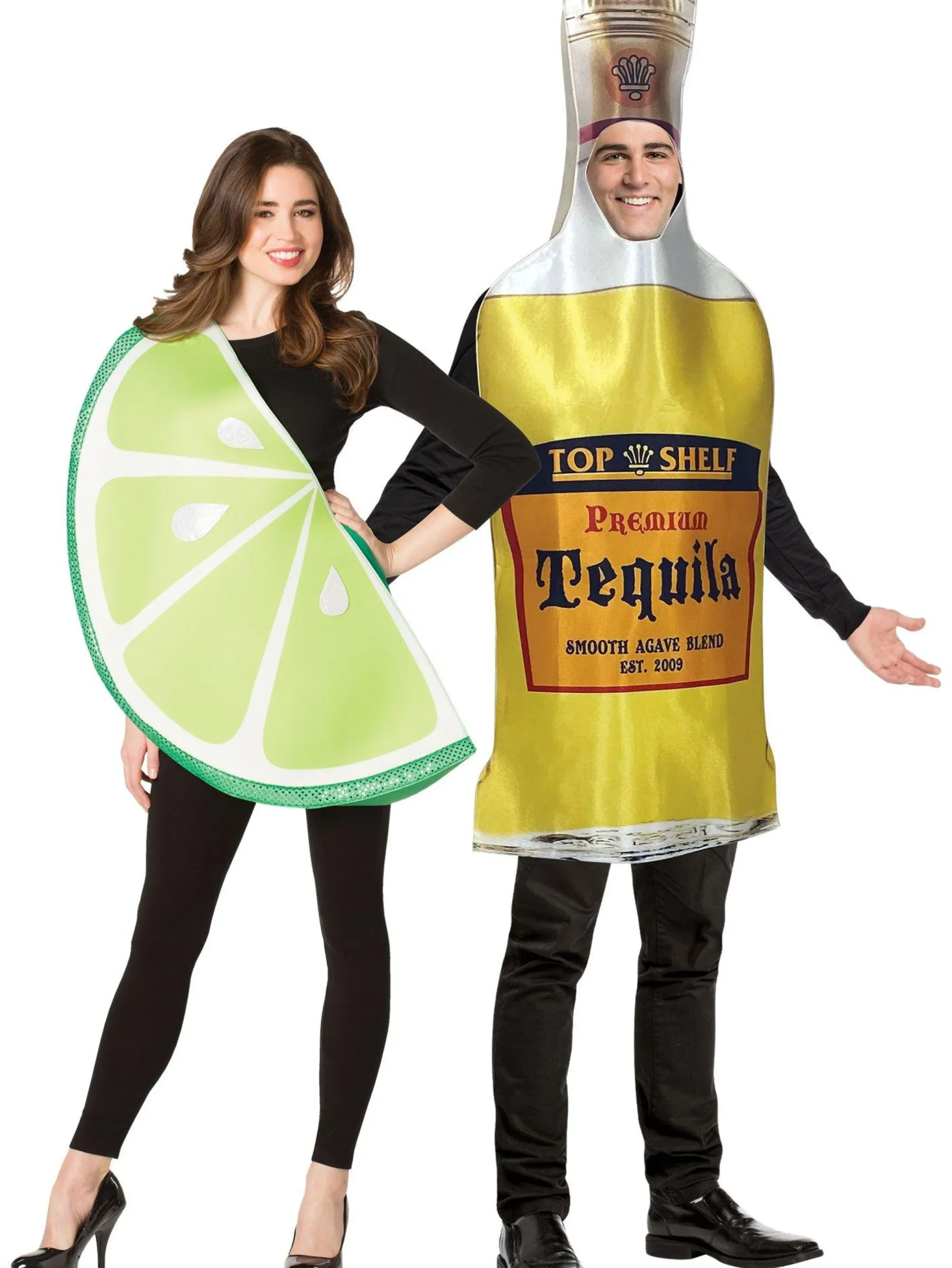 Party City Tequila Bottle & Lime Slice Couples Costumes For Adults|Women Funny