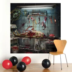 Party City The Morgue Plastic Scene Setter, 65In, 2Pc| Window & Wall Décor