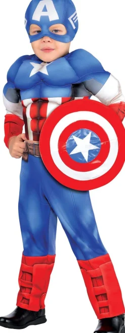 Marvel Toddler Boys Captain America Muscle Costume Classic|Boy Superhero