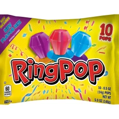 Topps Candy Topps Ring Pop New Flavor Mix Bag, 10Pc - Blue Raspberry, Watermelon, Berry Blast, & Strawberry| Lollipops