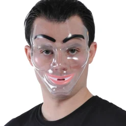Flash Sale Transparent Disguise Mask, 1Ct - Doll Eyes, Grin, Makeup Or Mustache Scary