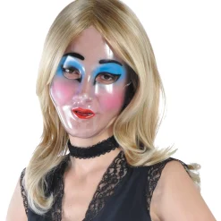 Flash Sale Transparent Disguise Mask, 1Ct - Doll Eyes, Grin, Makeup Or Mustache Scary