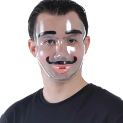 Flash Sale Transparent Disguise Mask, 1Ct - Doll Eyes, Grin, Makeup Or Mustache Scary