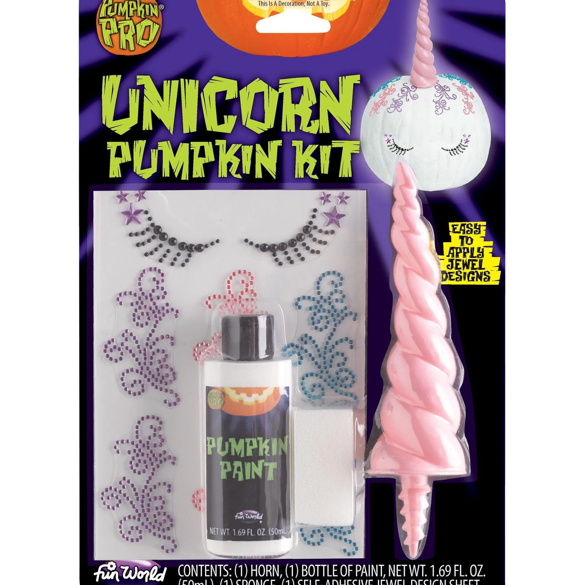 Party City Unicorn Pumpkin Decorating Kit 4Pc| Pumpkin Carving Kits