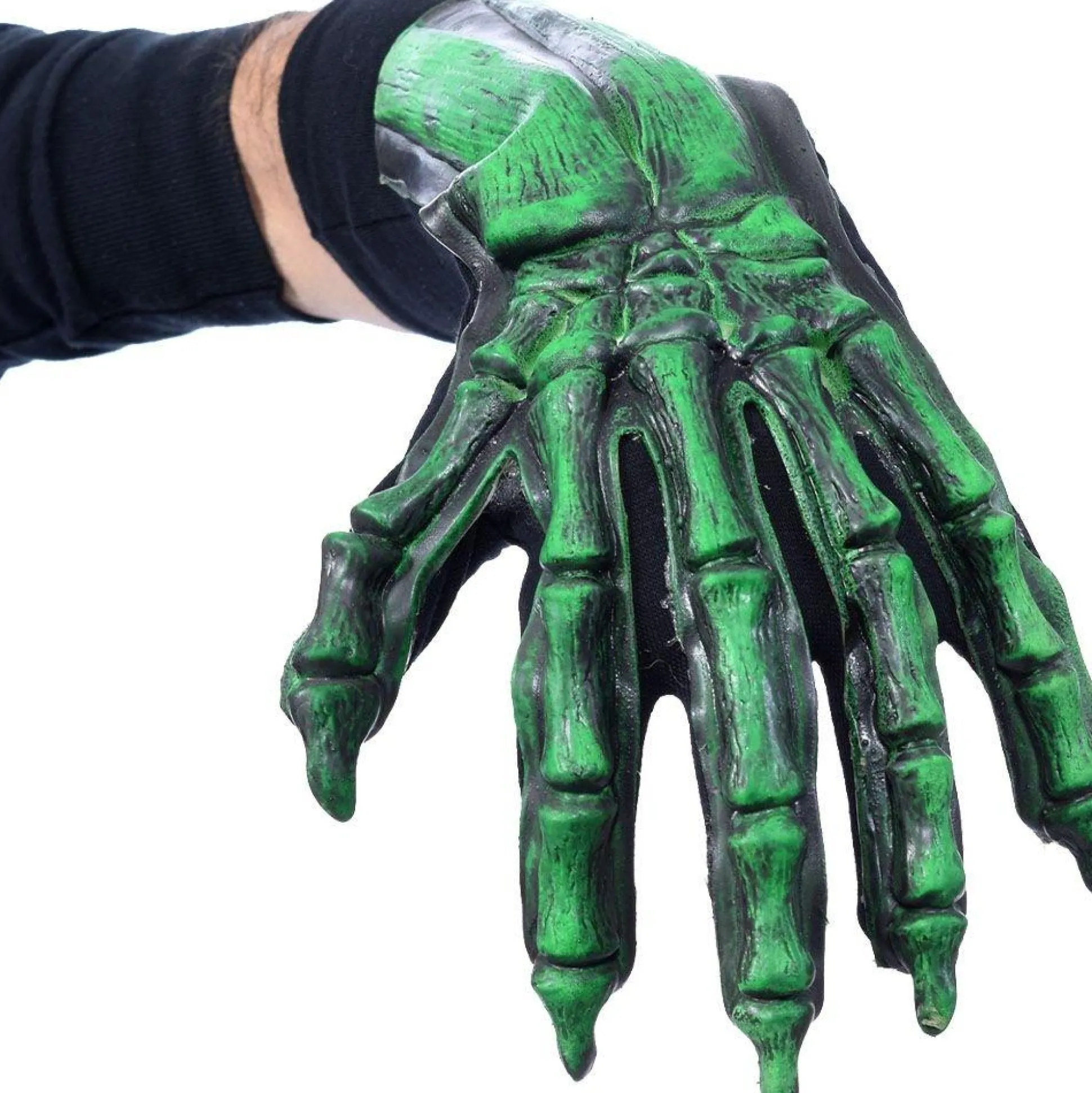 Cheap Uv Black Light Reactive Green Glow Skeleton Bone Hand Gloves Gloves