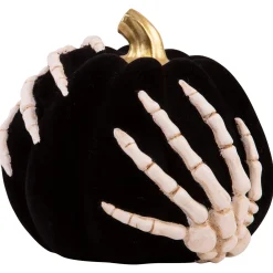Party City Velvet Skeleton Resin & Stone Pumpkin, 5.4In| Boneyard Glam