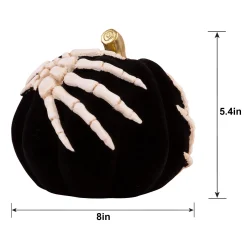 Party City Velvet Skeleton Resin & Stone Pumpkin, 5.4In| Wicked Haunting