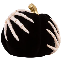 Party City Velvet Skeleton Resin & Stone Pumpkin, 5.4In| Table Décor & Centerpieces