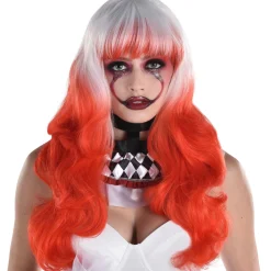 Flash Sale White & Red Twisted Ombre Long Wavy Wig, 22In Wigs