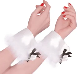 Flash Sale White Bunny Marabou Cuffs Gloves