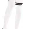 Best Sale White Stripe Athletic Thigh High Socks Tights