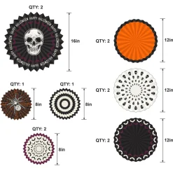 Party City Wicked Hauntings Paper Fan Decorating Kit, 15Pc| Window & Wall Décor