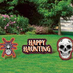 Party City Wicked Hauntings Plastic & Metal Yard Sign Set, 3Pc| Yard Stakes & Signs