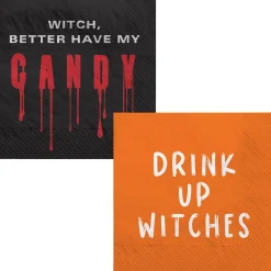 Party City Witch Paper Beverage Napkins, 5In, 16Ct| Wicked Haunting