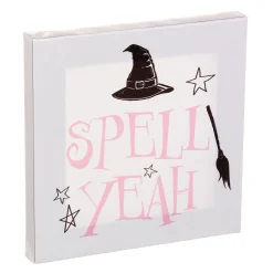 Party City Witch Spell Yeah Halloween Wood & Canvas Sign, 5In X 5In| Decorations
