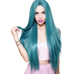 Best Sale Yaki Lace Front Straight Turquoise Wig Wigs