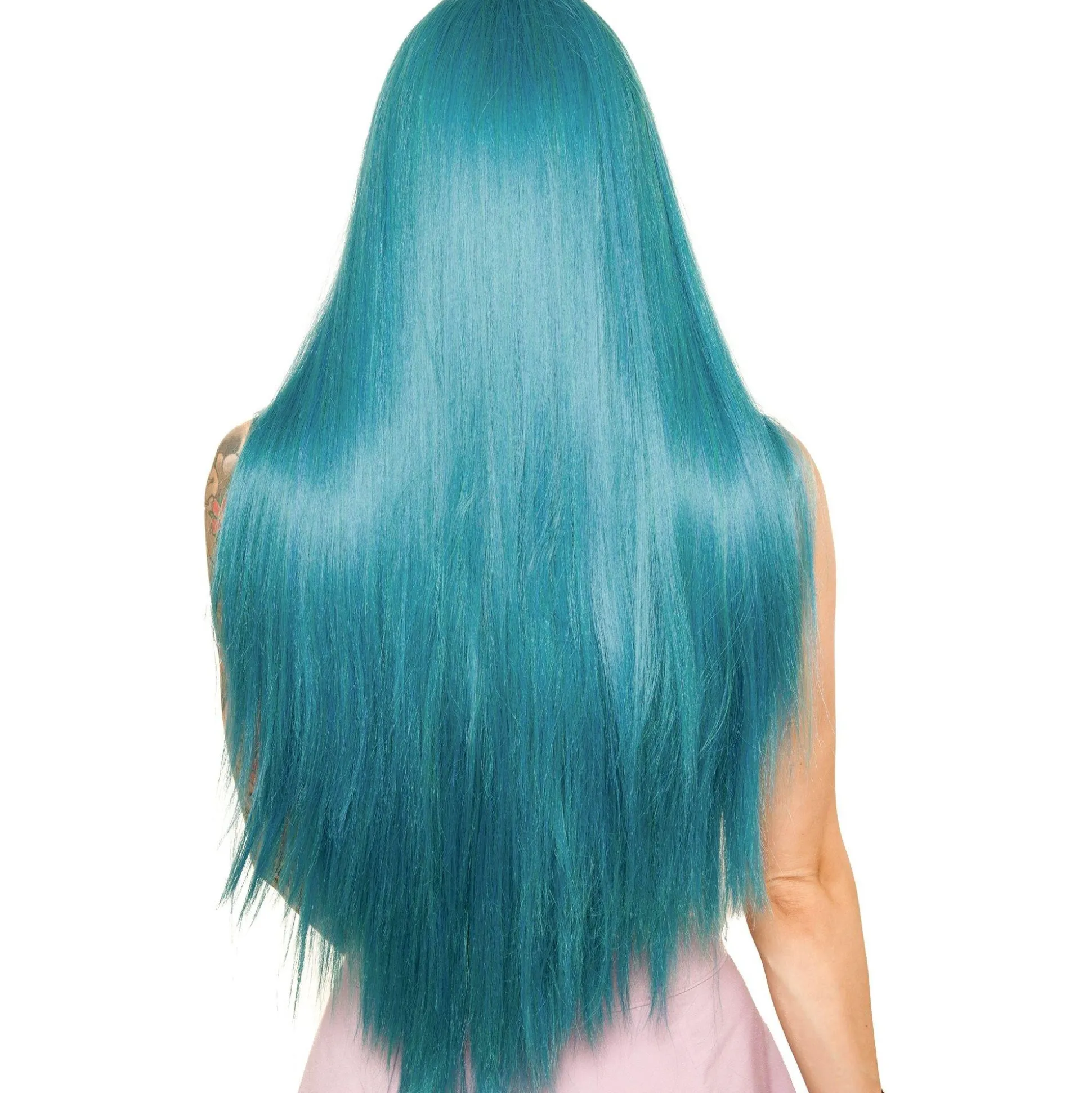 Best Sale Yaki Lace Front Straight Turquoise Wig Wigs